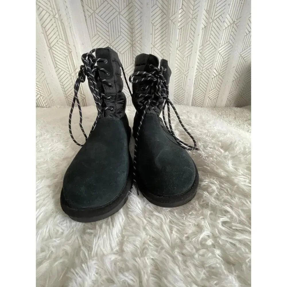 UGG x STAMPD BLACK LACE-UP SUEDE/ WOOL WINTER BOOTS,  MEN US 12 NWOB READ*